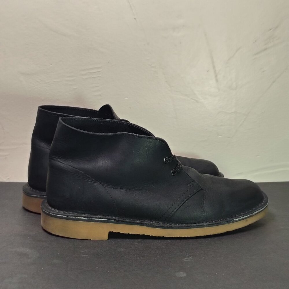 Clarks Bushacre 3 Men's Size 8.5 Black Leather 2 Eye Desert Chukka Boots - Picture 2 of 7